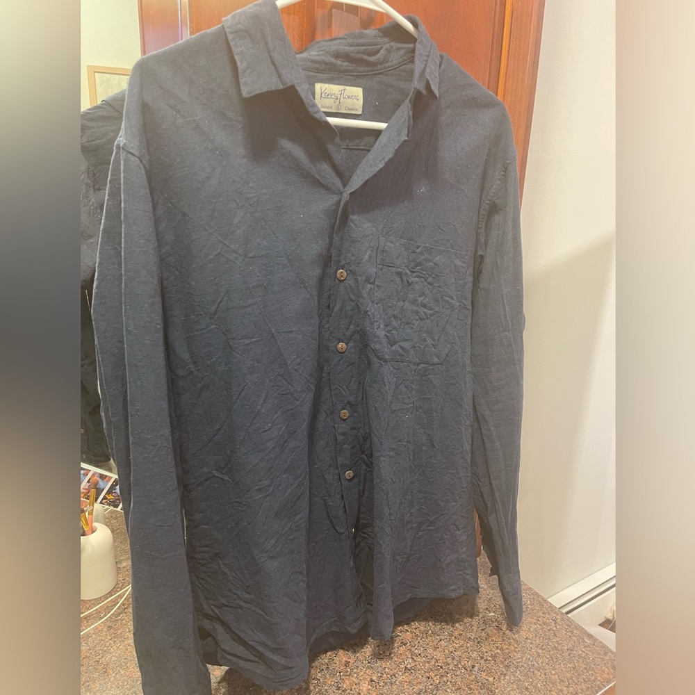 Blue long sleeve linen shirt